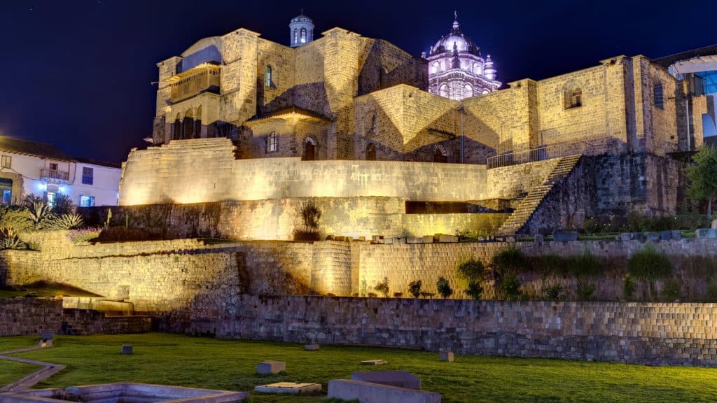 Qorikancha at night in Cusco