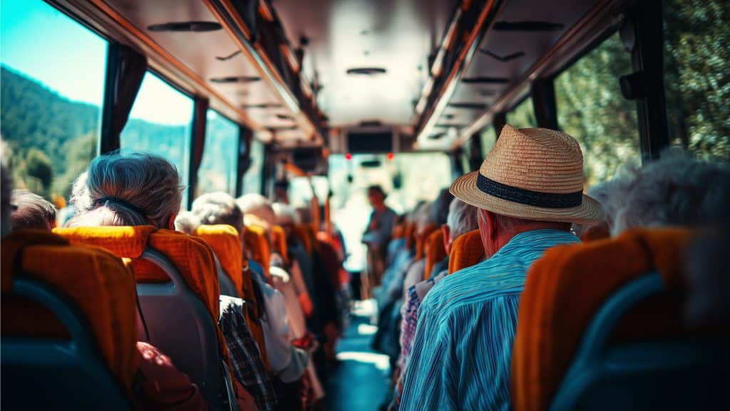Pasajeros viajando con la tranquilidad que garantiza nuestra seguridad ruta del sol en un bus moderno y cómodo - Avalos Tours